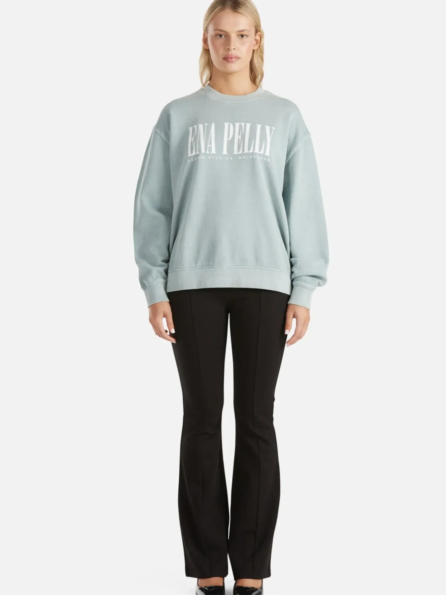 Fashion Ena Pelly Lilly Oversized Sweater City - Seafoam Wash