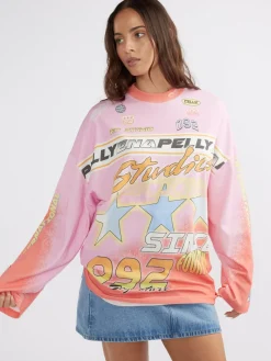 Best Ena Pelly Moto Long Sleeve Tee Dress - Multi