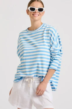 Sale Est1971 Est 1971 Raw Summer Sweatshirt - Blue/White Stripe