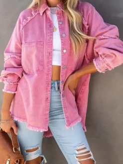 Hot Eyes on Floyd Trixie Shirt Denim Jacket - Pink