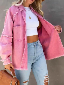 Hot Eyes on Floyd Trixie Shirt Denim Jacket - Pink