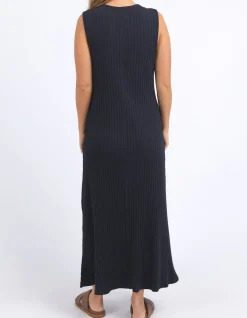Hot Foxwood Pippa Rib Dress Navy - Dark Sapphire