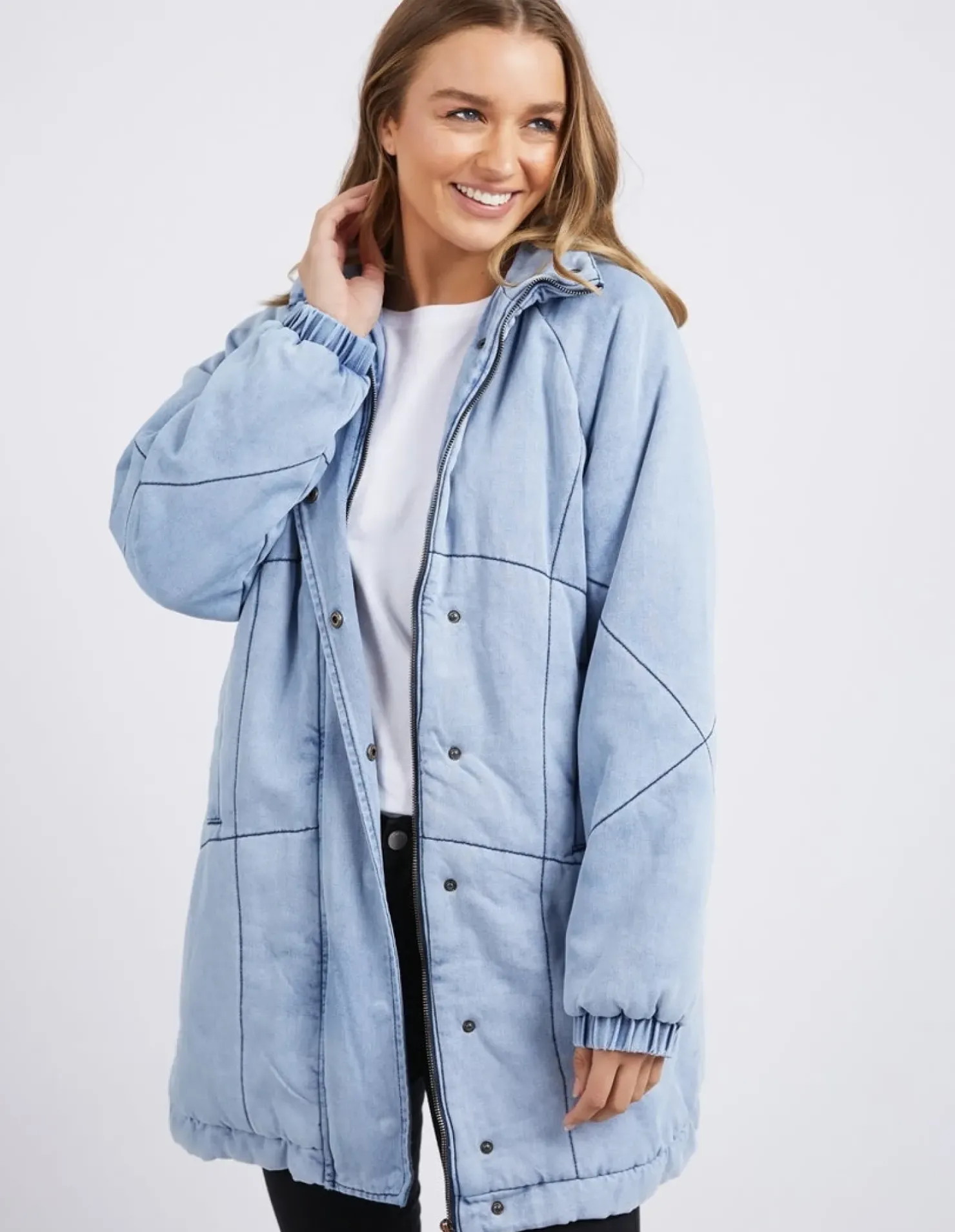 New Foxwood Rosalee Longline Jacket - Light Blue
