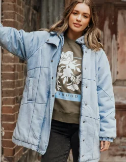 New Foxwood Rosalee Longline Jacket - Light Blue