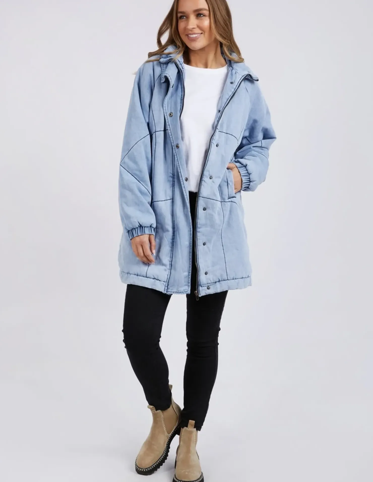 New Foxwood Rosalee Longline Jacket - Light Blue