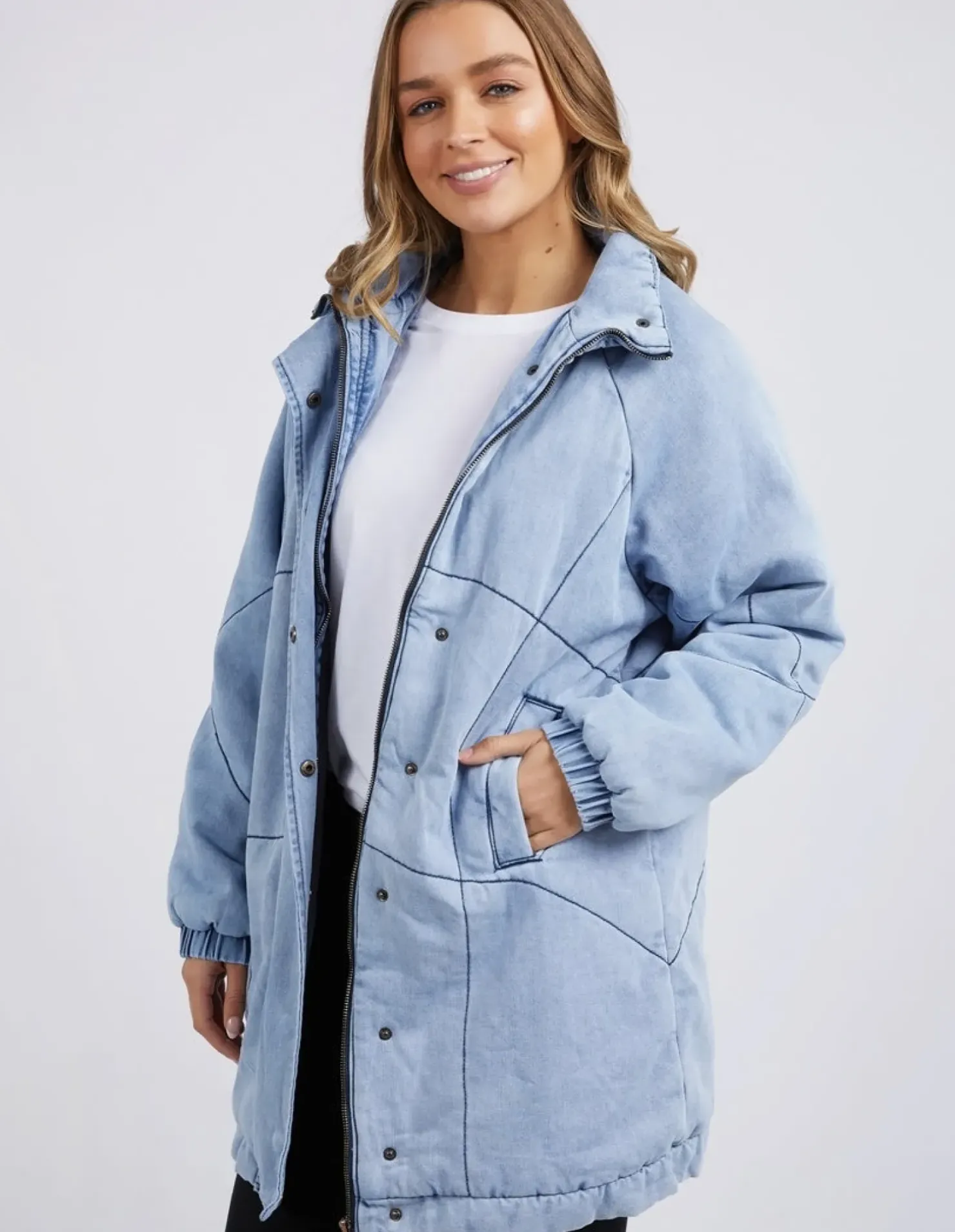 New Foxwood Rosalee Longline Jacket - Light Blue