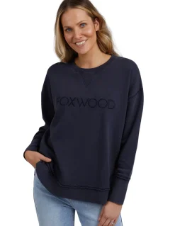 Clearance Foxwood Simplified Crew- Washed Navy