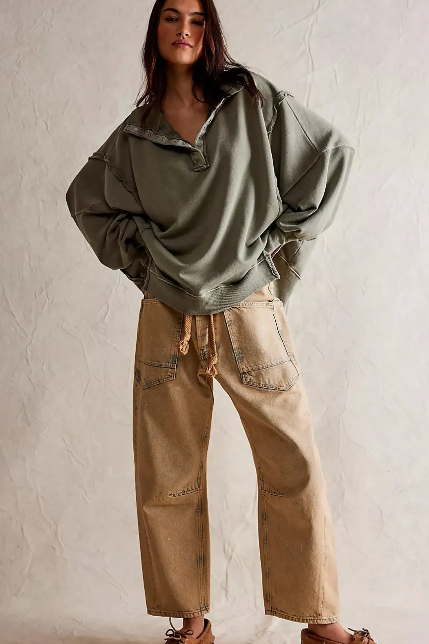 Fashion Free People Camden Henley - Laurel Oak