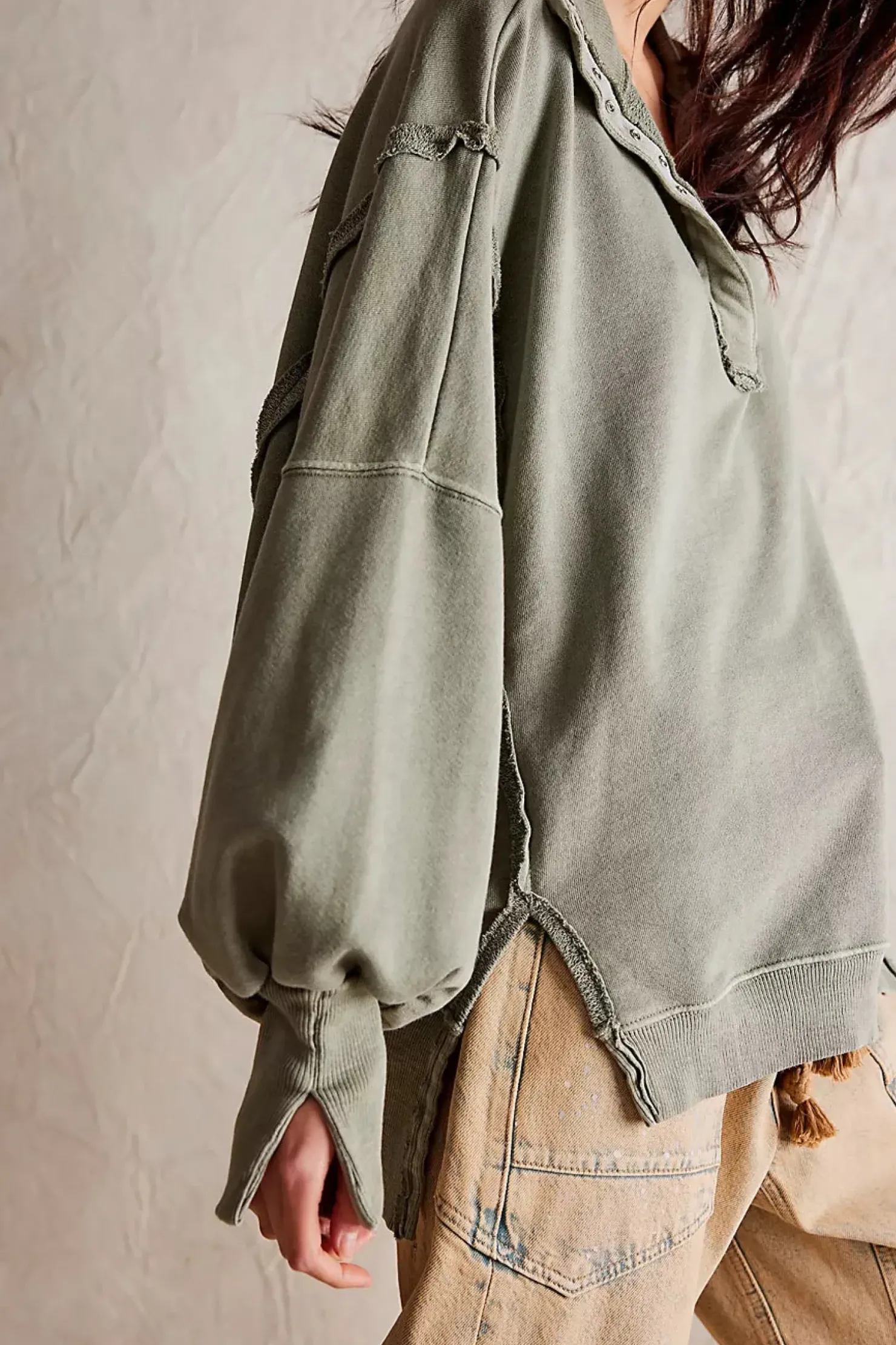 Fashion Free People Camden Henley - Laurel Oak