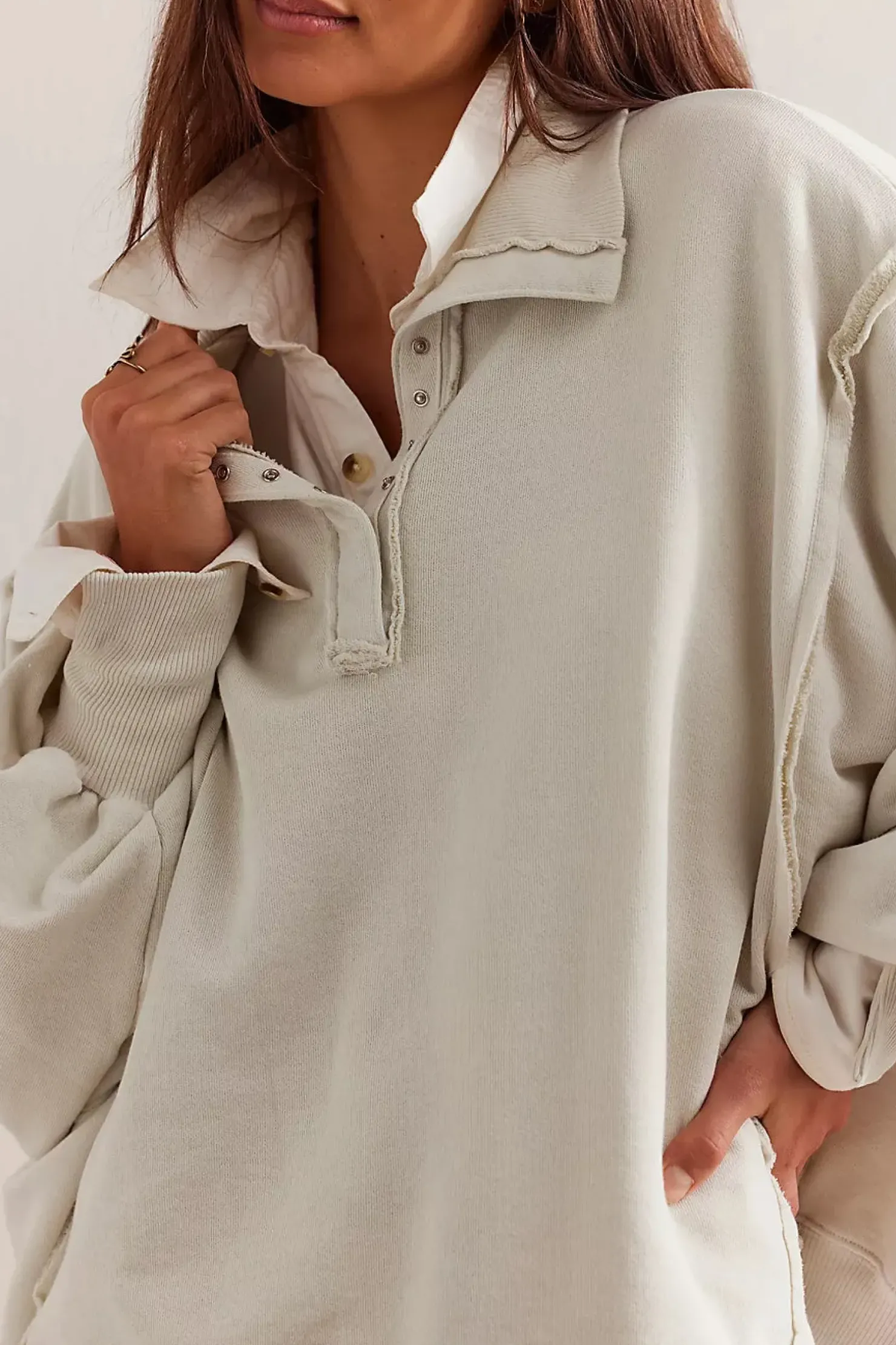 New Free People Camden Henley - Grey Opal
