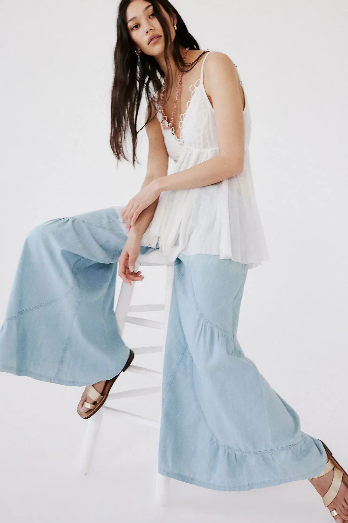 Online Free People Dawn on Me Wide Leg Jeans - Moonlit