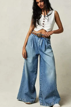 Fashion Free People Equinox Denim Trouser - Open Sky