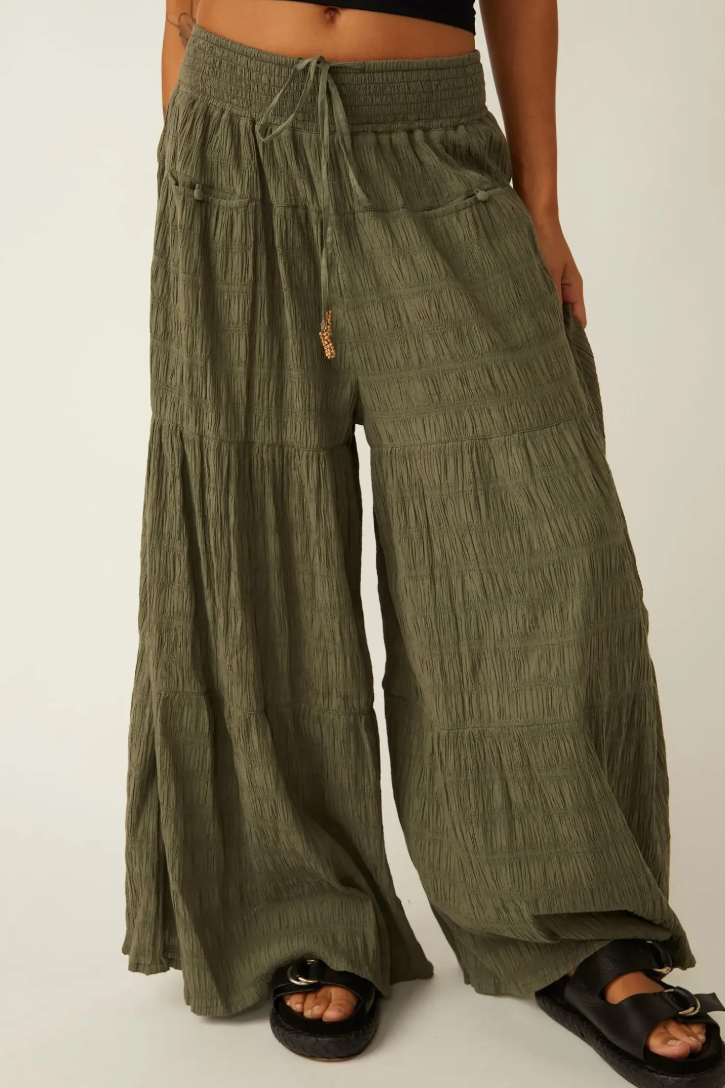 Hot Free People In Paradise Wide Leg Pant - Dried Basil