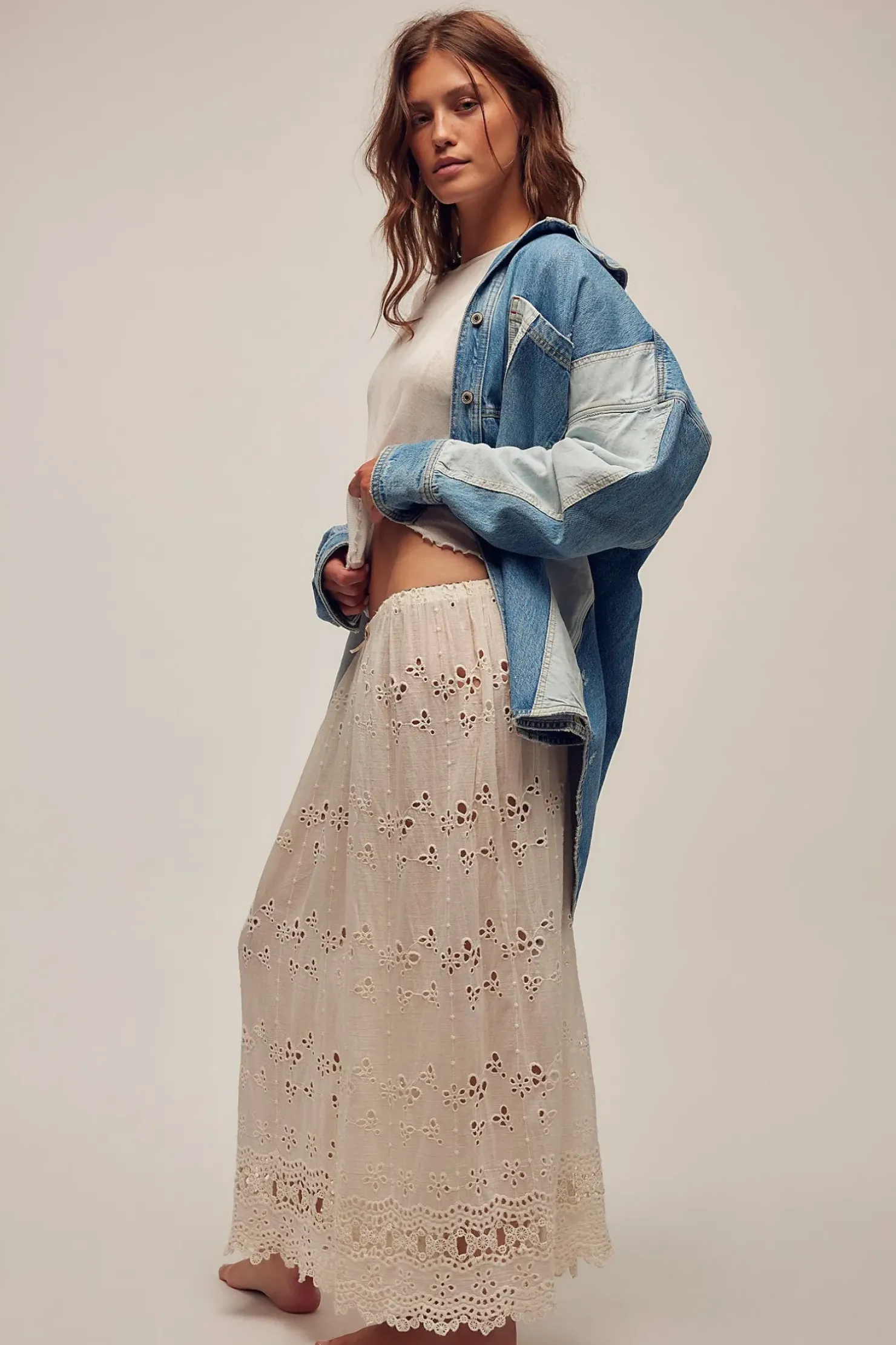 New Free People Mountain Roads Shirt - Indigo Mixed