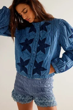 Clearance Free People Quinn Quilted Jacket - Indigo Combo