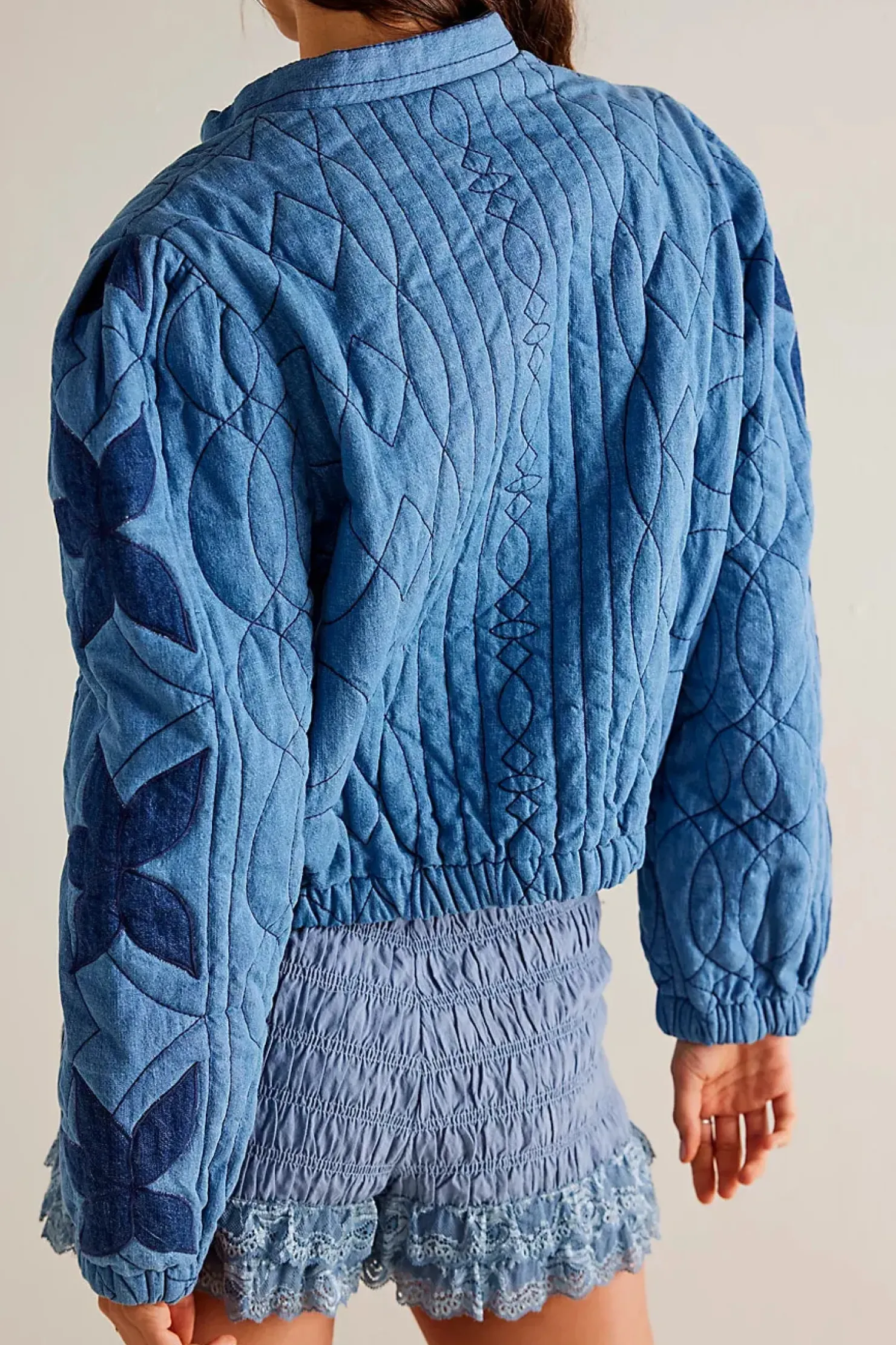 Clearance Free People Quinn Quilted Jacket - Indigo Combo