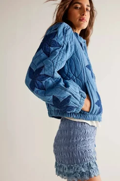 Clearance Free People Quinn Quilted Jacket - Indigo Combo