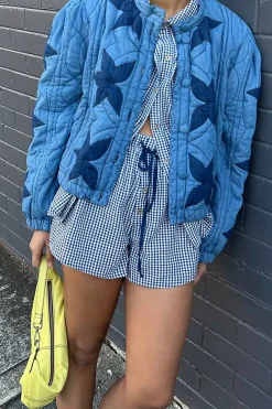 Clearance Free People Quinn Quilted Jacket - Indigo Combo