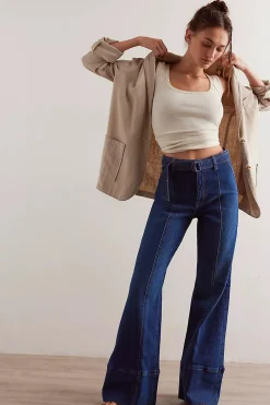 Discount Free People Ryla A Line Jean - Dreamscape Blue