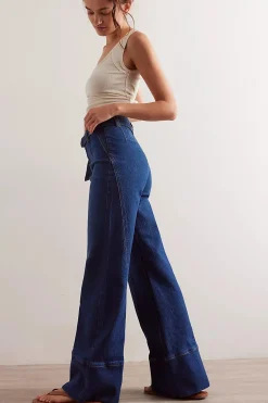 Discount Free People Ryla A Line Jean - Dreamscape Blue