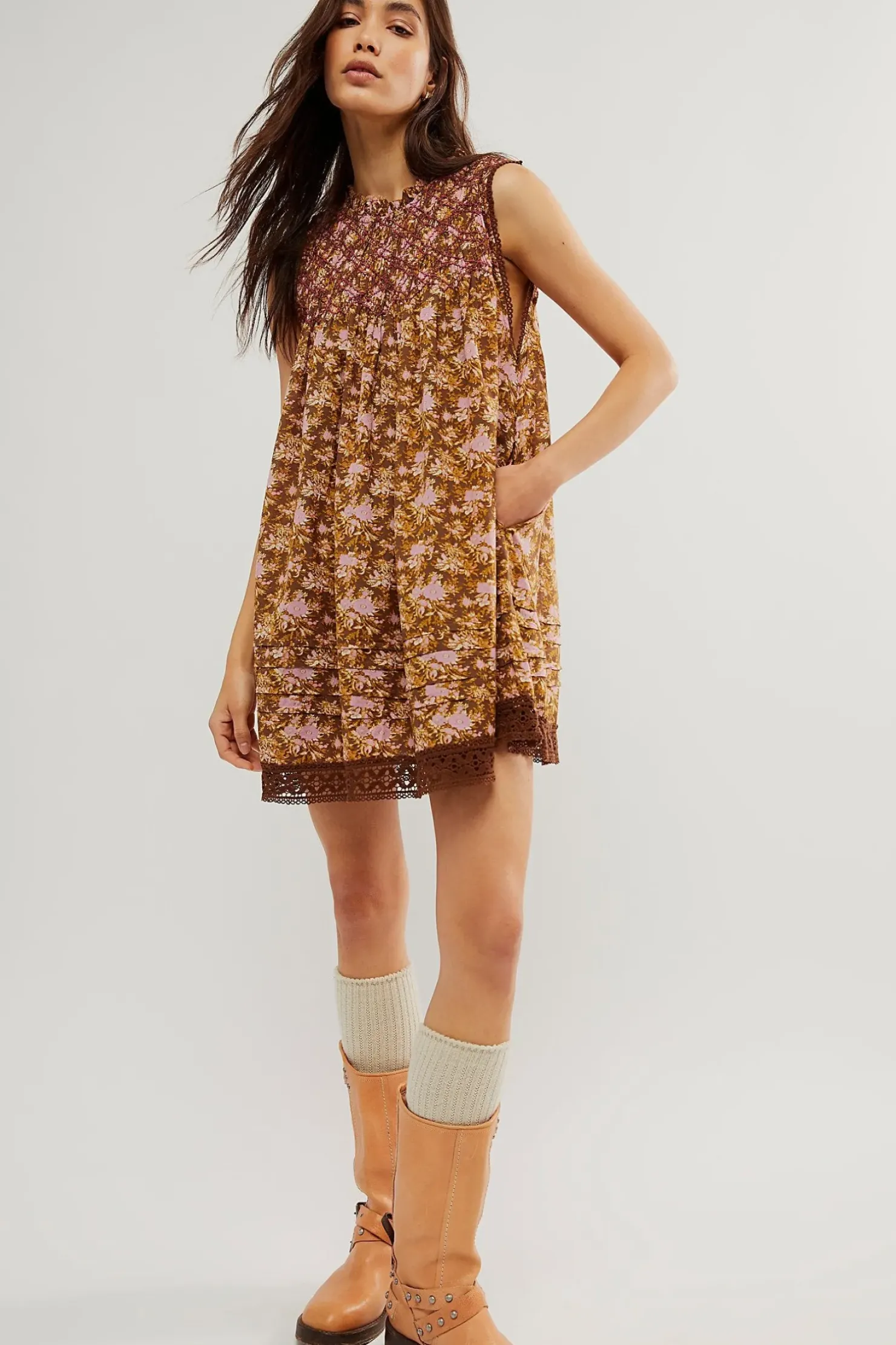 Clearance Free People Shea Printed Mini - Chocolate Combo