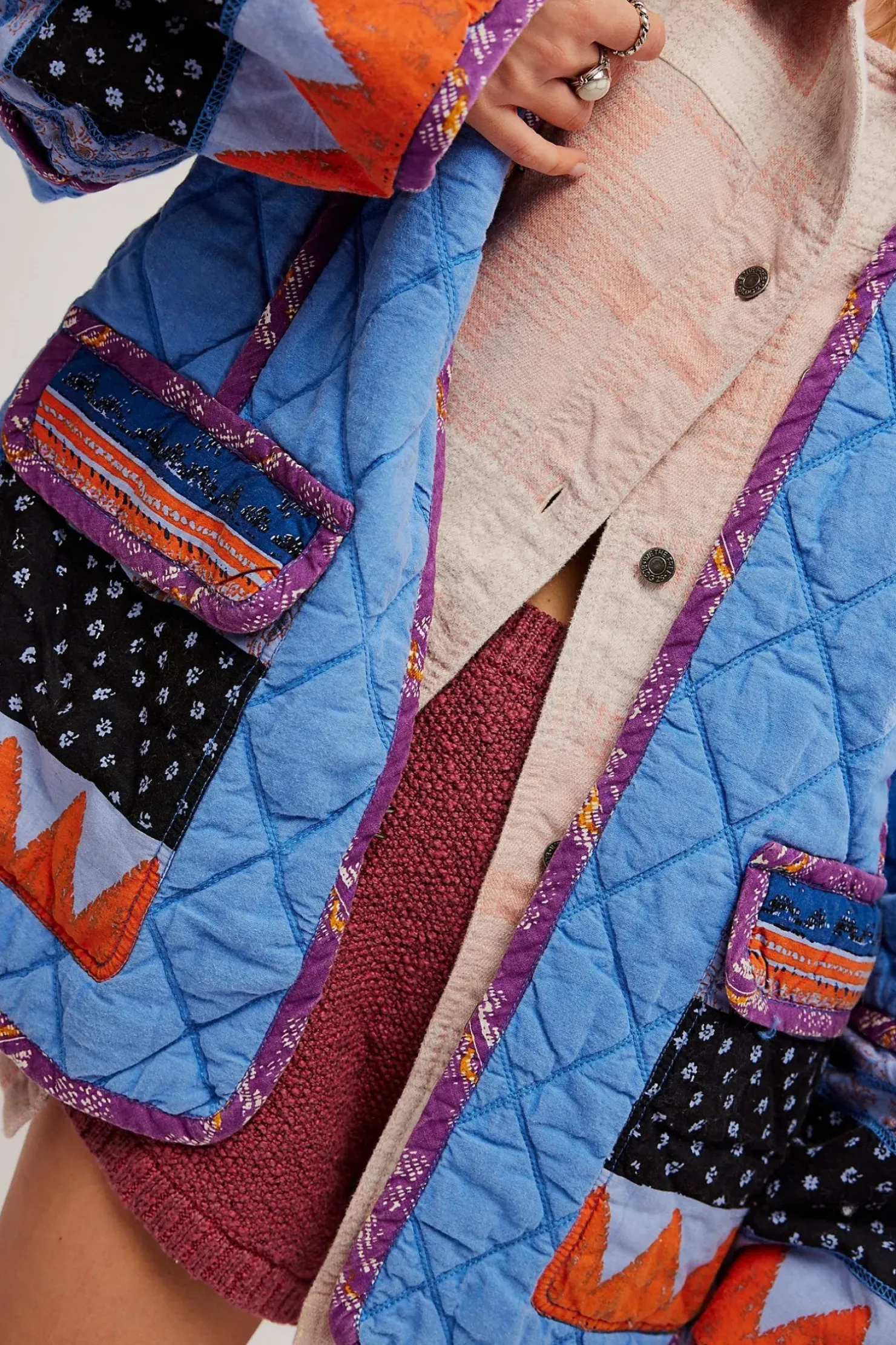 Best Free People Winnie Jacket - Blue Combo