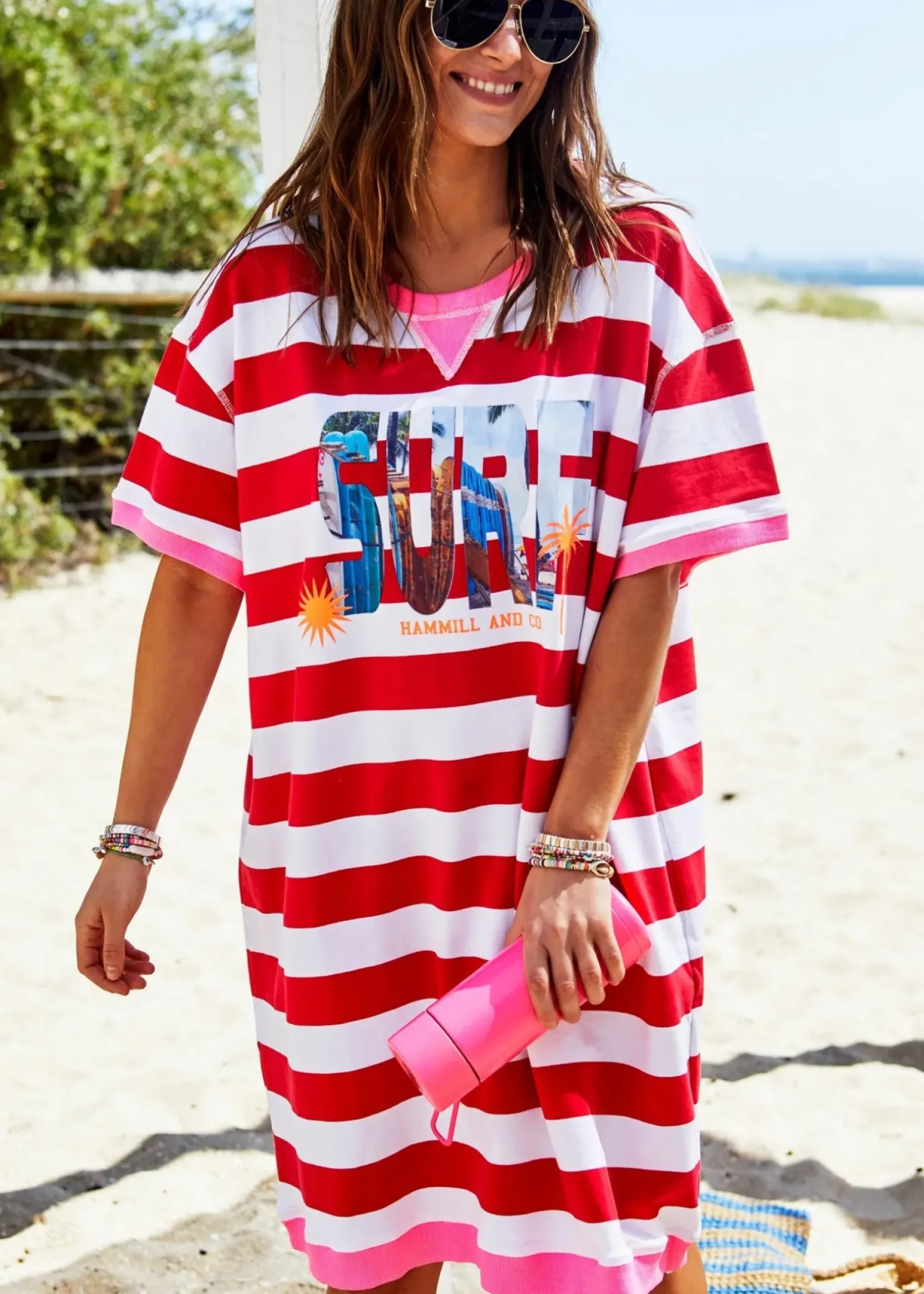Clearance Hammill & Co Hammill & Co Beach Sweat Dress - Red/White Stripe