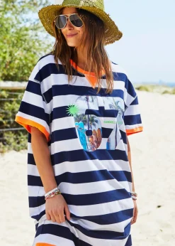 Outlet Hammill & Co Hammill & Co Beach Sweat Dress - Navy/White Stripe