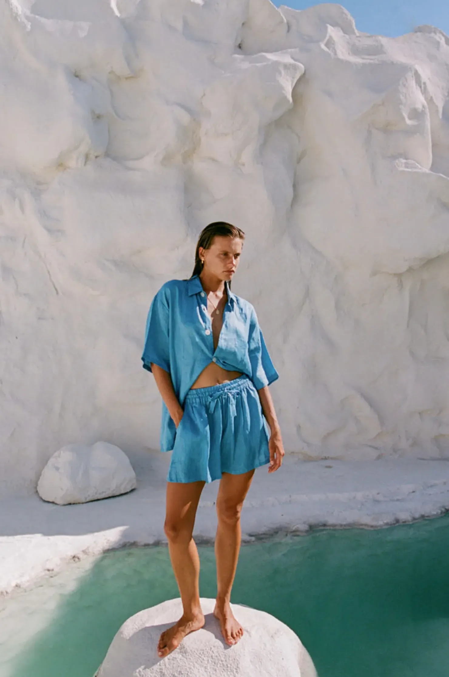 Sale Hobo & Hatch Hobo & Hatch Breeze Shirt - Ocean
