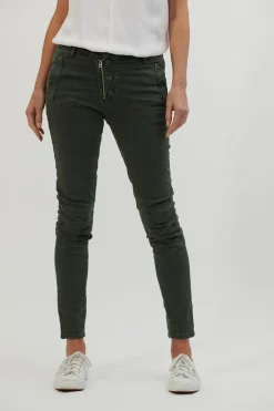 Hot Italian Star Button Jean - Military