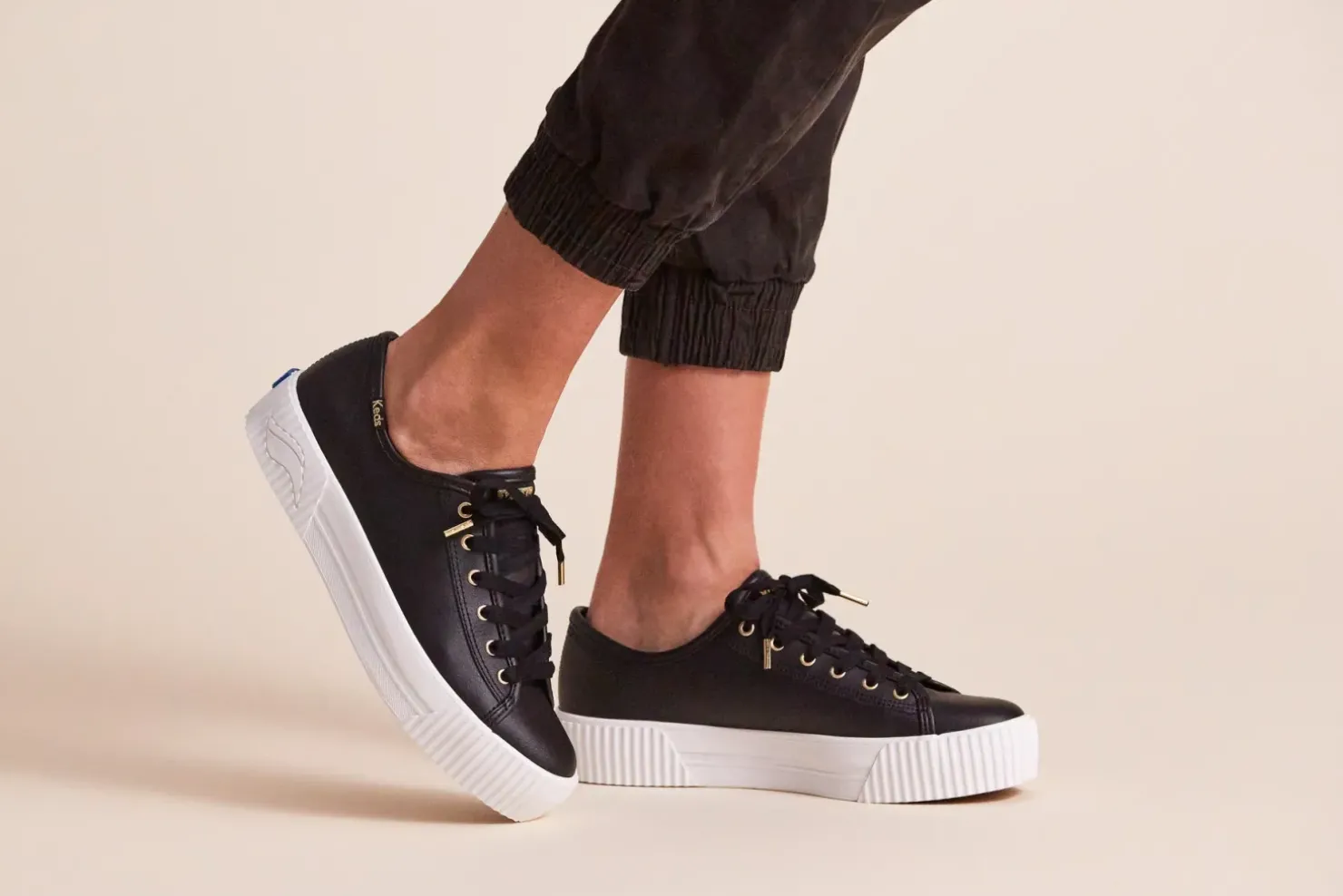 New Keds Triple Kick Amp Leather- Black