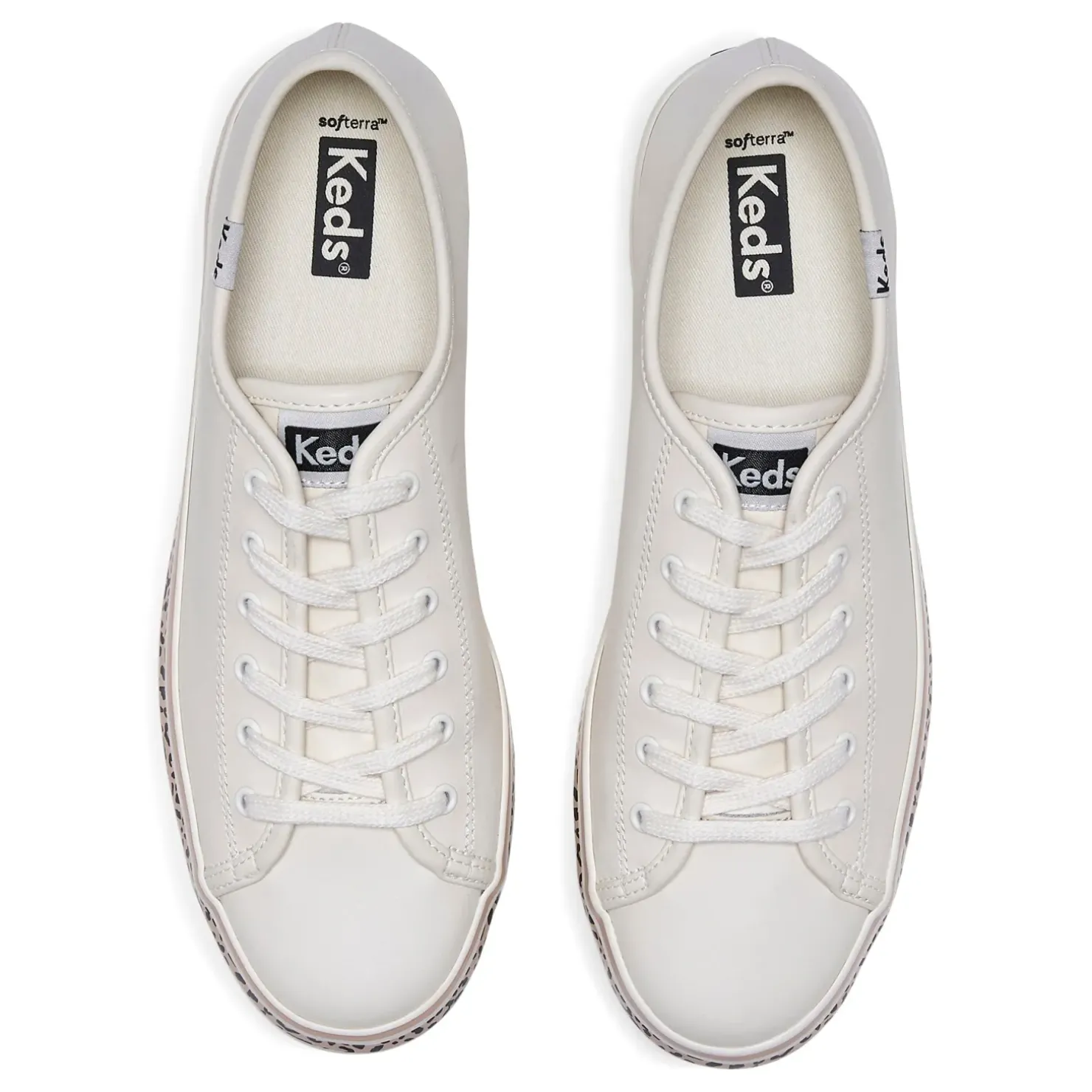 Sale Keds Triple Up Leather Leopard Stripe - White/Tan
