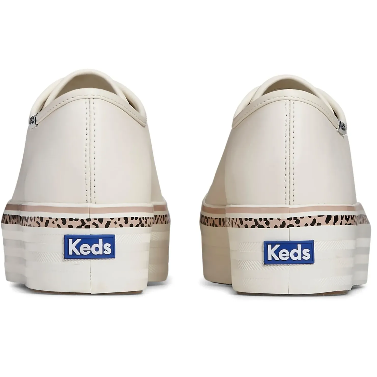 Sale Keds Triple Up Leather Leopard Stripe - White/Tan