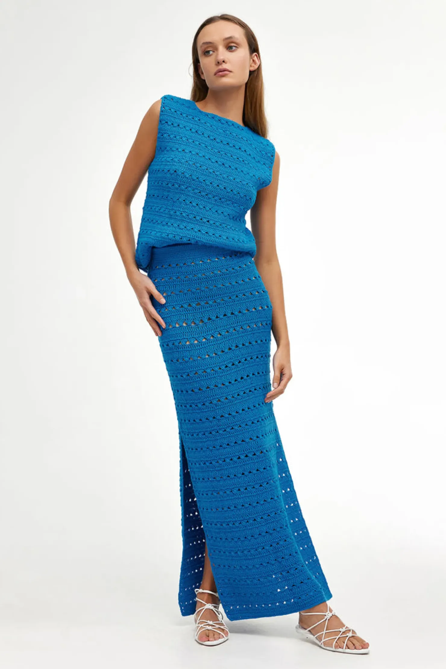 Fashion Kinney Laura Crochet Top - Blue
