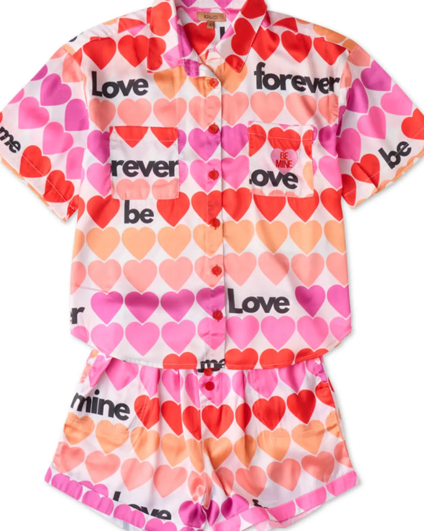 Sale Kip and Co Kip & Co - Forever Satin Short Sleeve Shirt & Short PJ Set