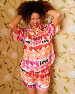 Sale Kip and Co Kip & Co - Forever Satin Short Sleeve Shirt & Short PJ Set