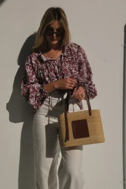 Best Lunar Fox Charlotte Linen Blouse - Sangria