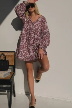 Clearance Lunar Fox Stevie Linen Dress - Sangria