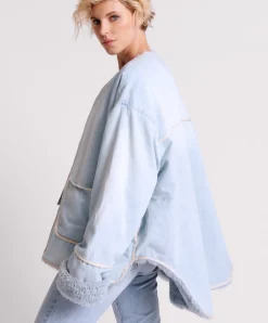 Sale One Teaspoon Blue Space Teddy Throwover Denim Jacket
