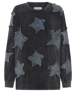 Outlet One Teaspoon Denim Star Boyfriend Longsleeve Tee - Black Acid