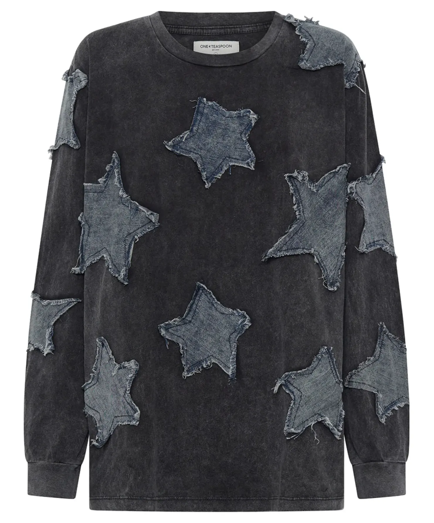 Outlet One Teaspoon Denim Star Boyfriend Longsleeve Tee - Black Acid