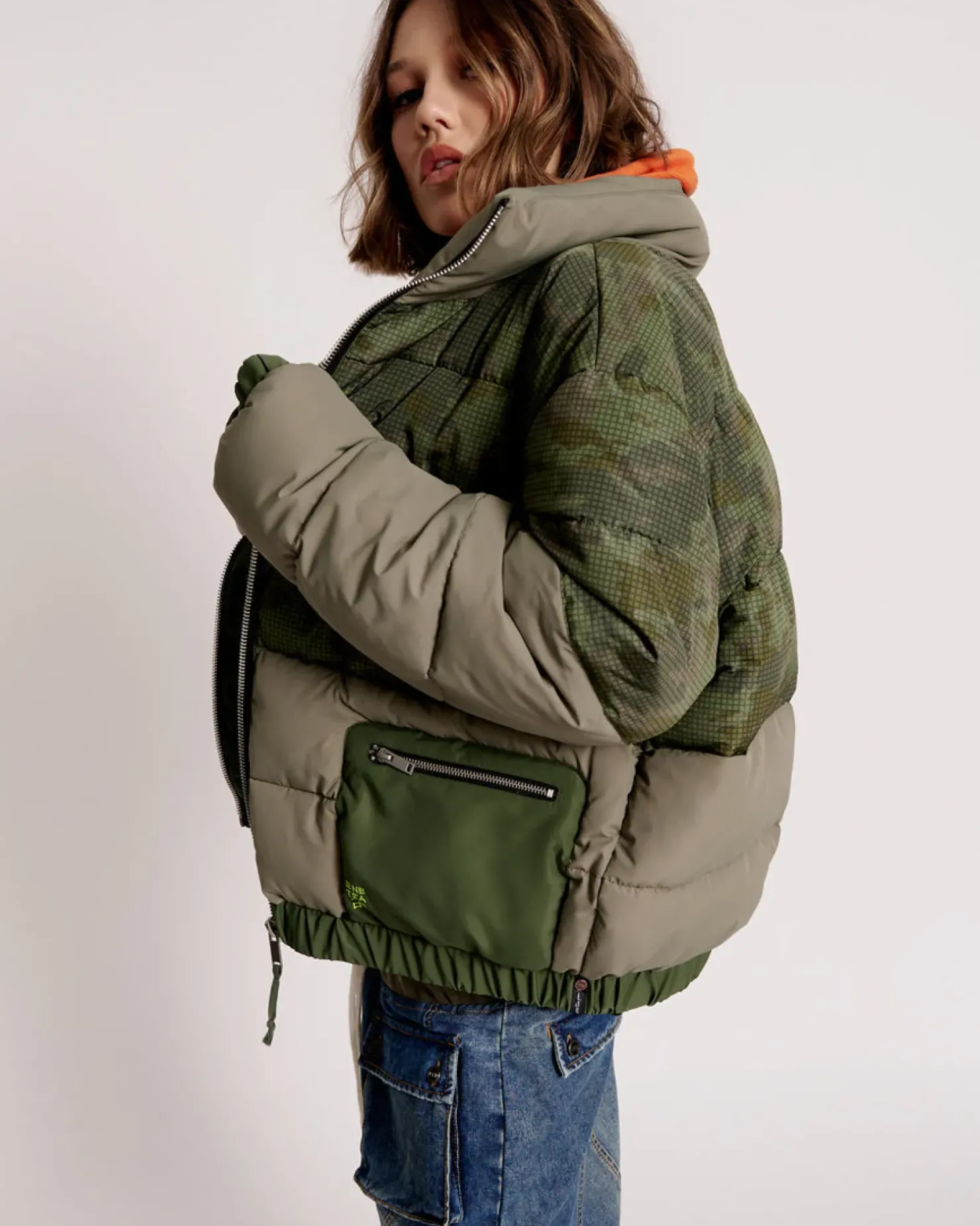 Fashion One Teaspoon Dirtee Love Camo Puffa Jacket - Khaki