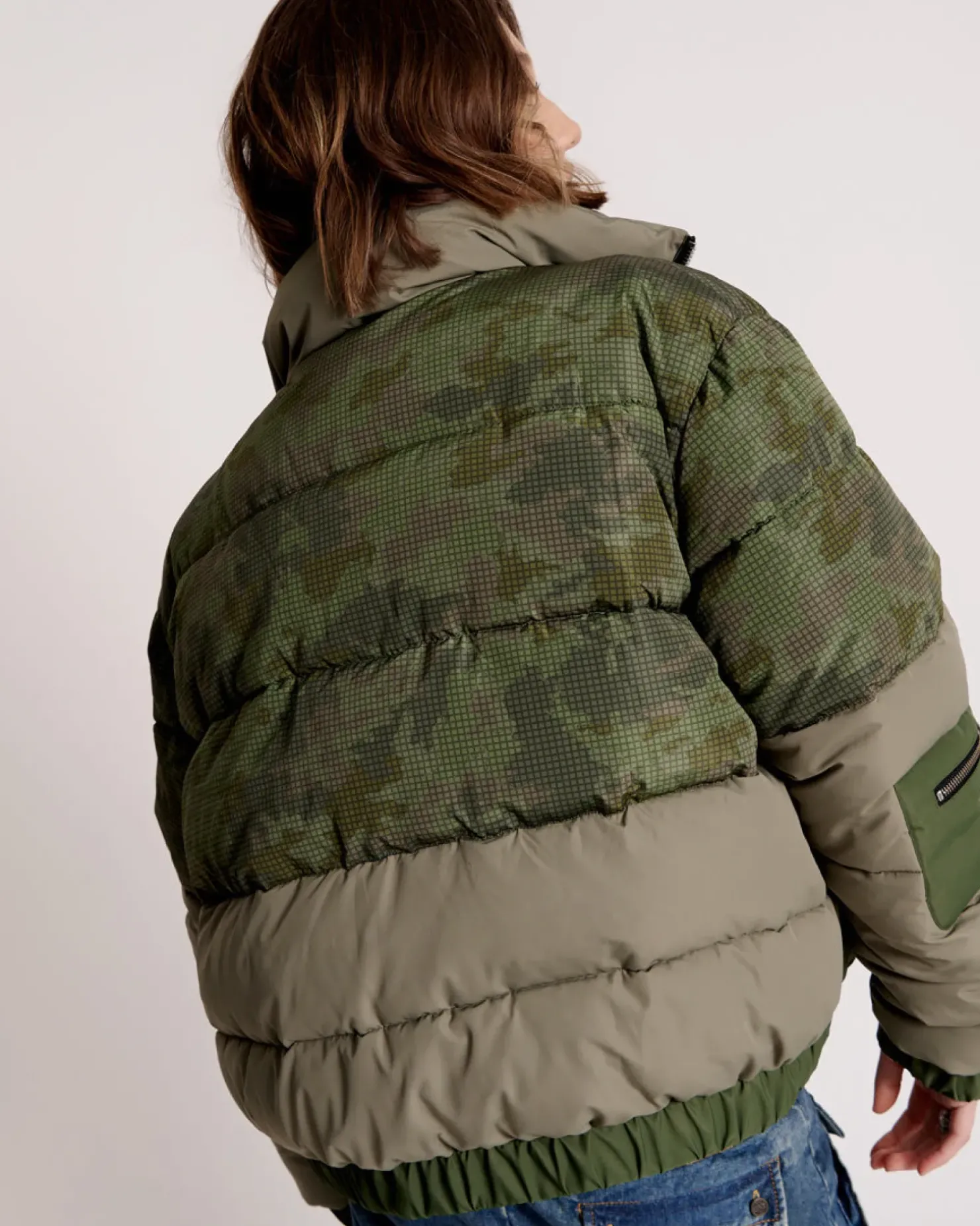 Fashion One Teaspoon Dirtee Love Camo Puffa Jacket - Khaki