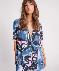Fashion One Teaspoon Hand Painted Floral Short Sleeve Shirt - Multi