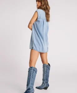 Hot One Teaspoon Tencel Shirt Dress - Soft Blue