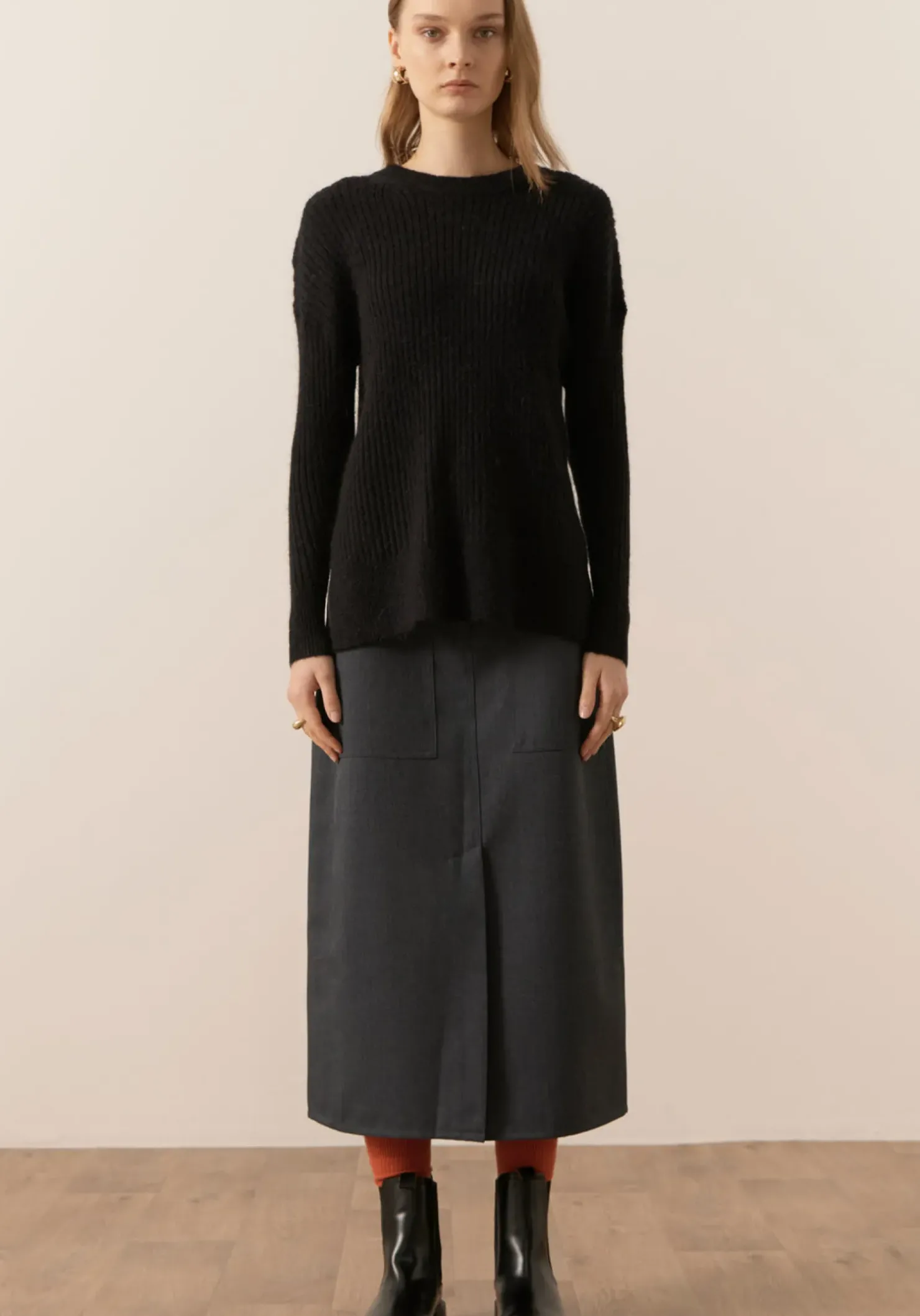 Sale Pol Fitch Ribbed Knit - Black