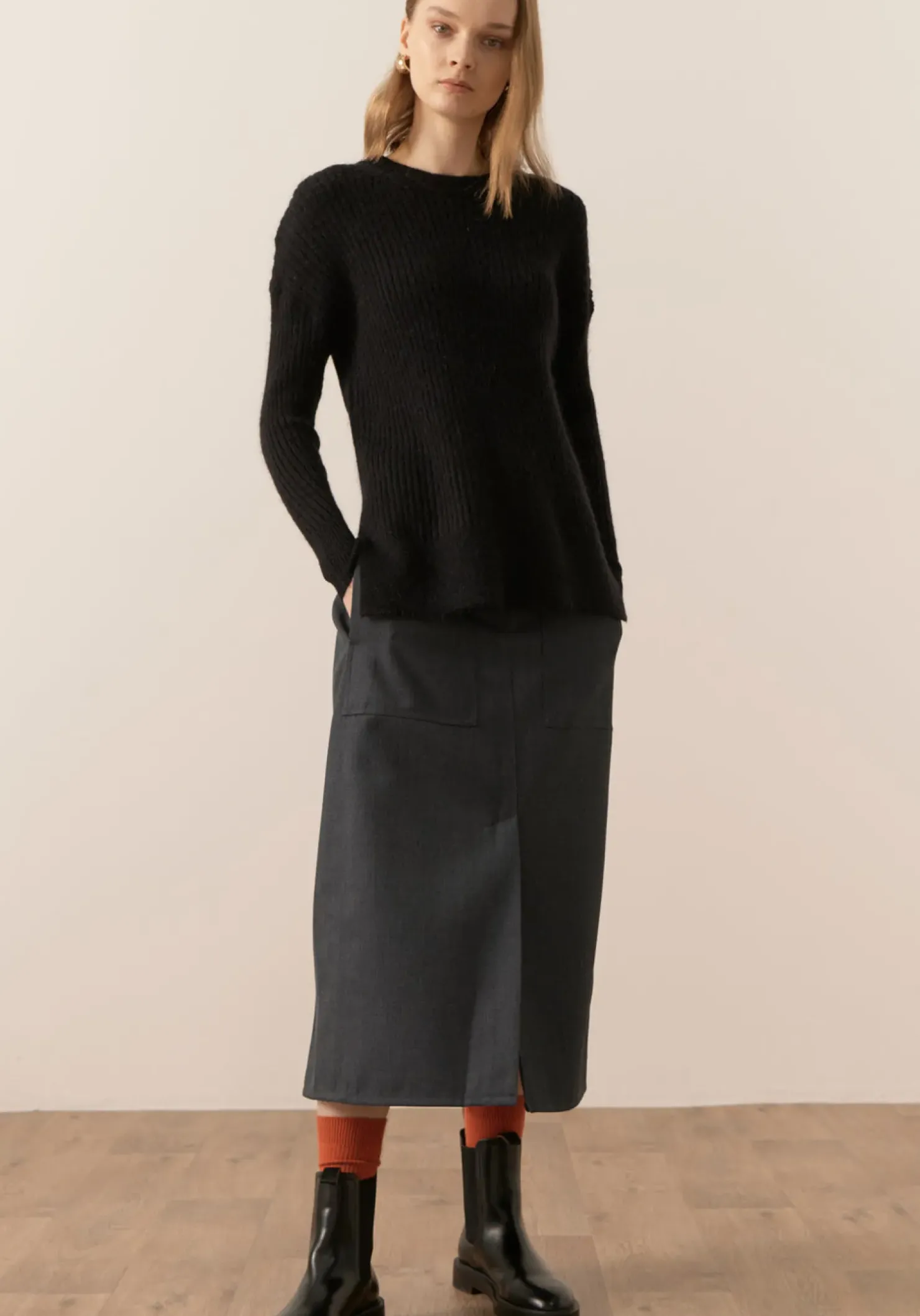 Sale Pol Fitch Ribbed Knit - Black