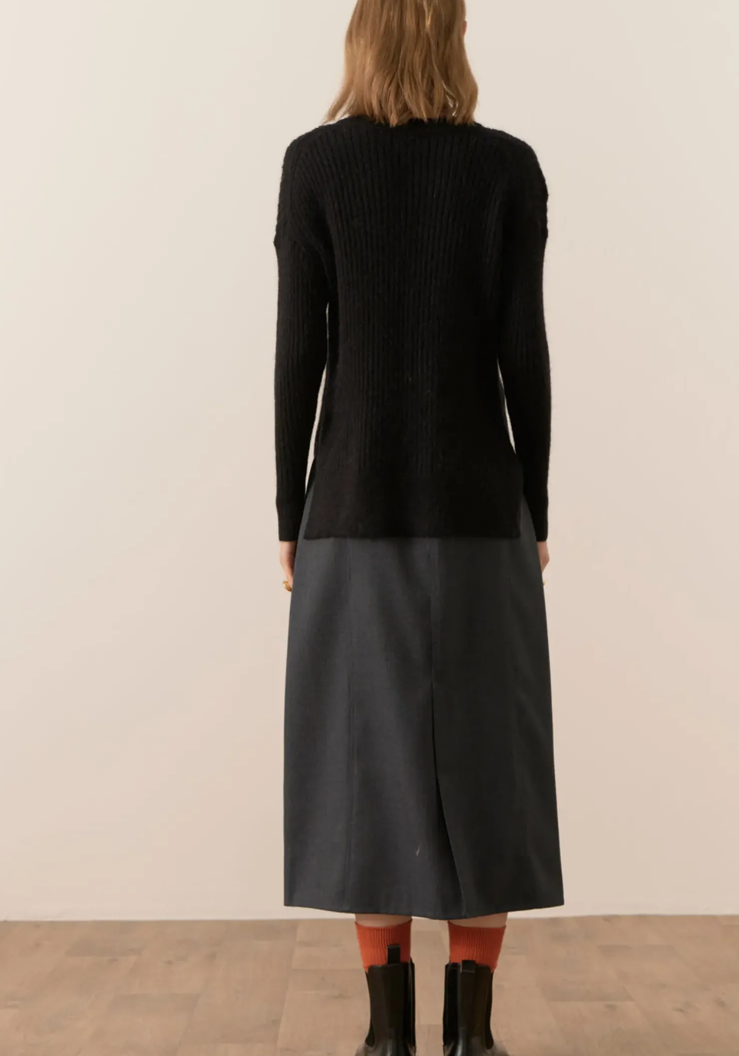 Sale Pol Fitch Ribbed Knit - Black