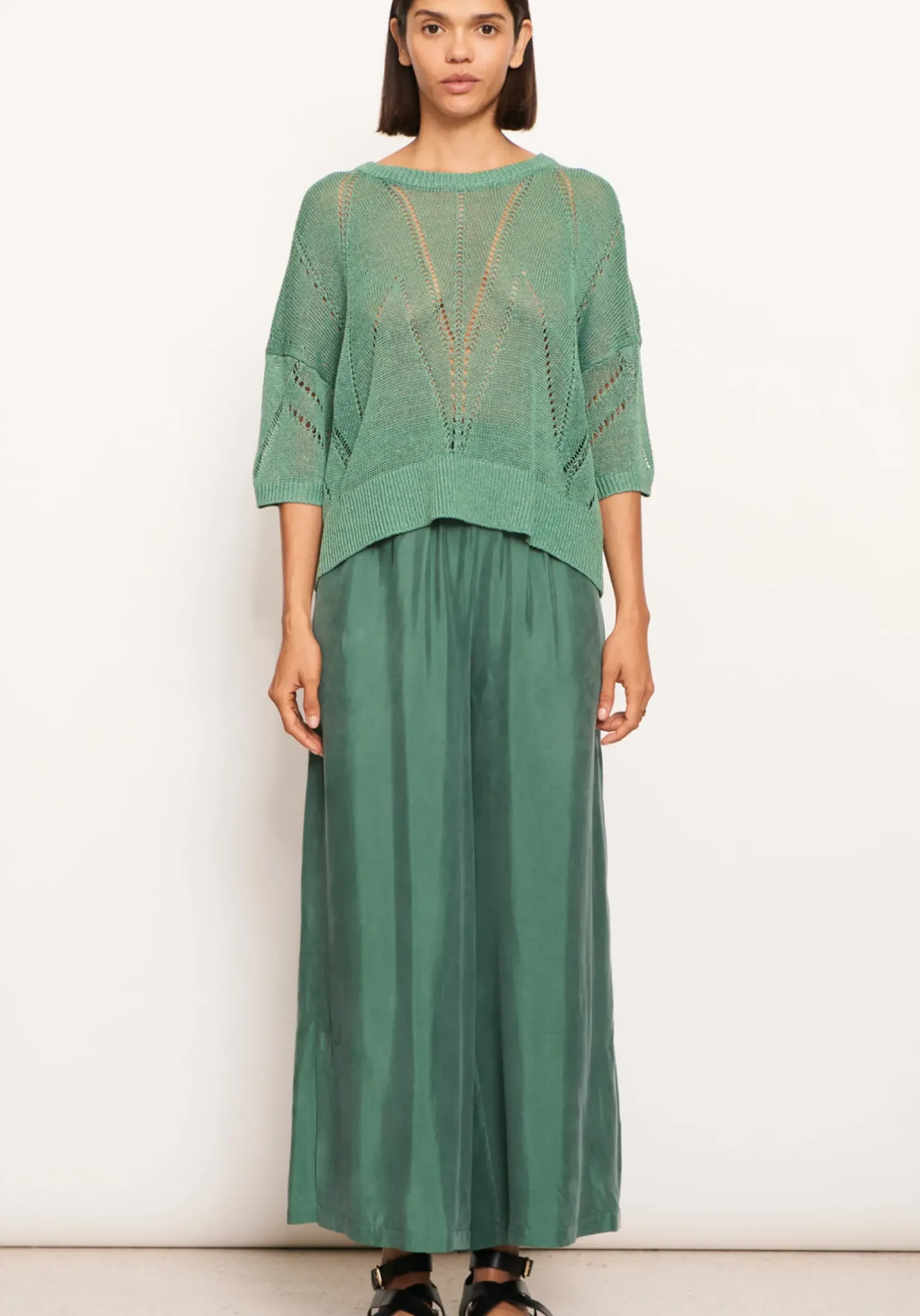 Online Pol Pier Knit Tee- Green