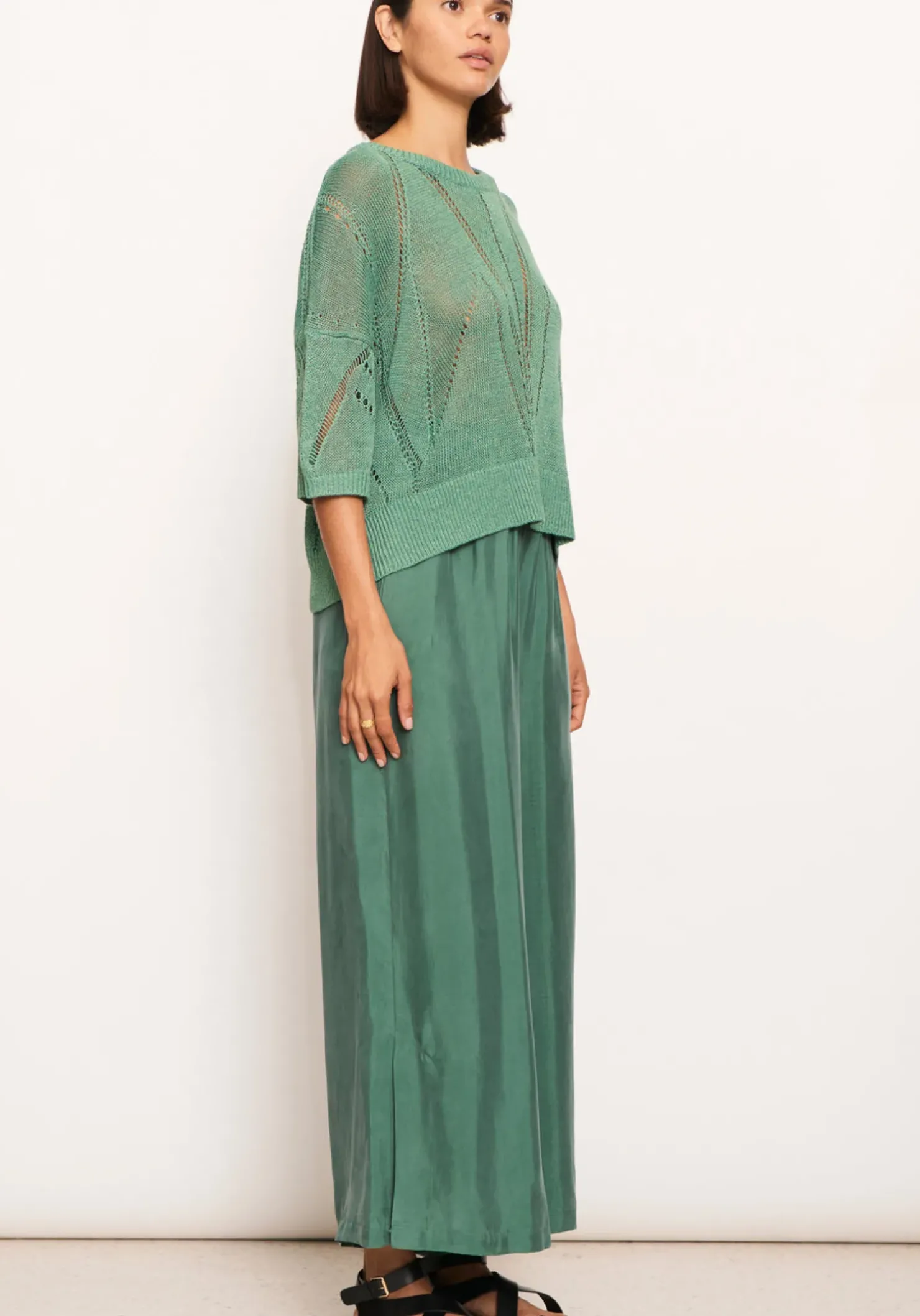 Online Pol Pier Knit Tee- Green